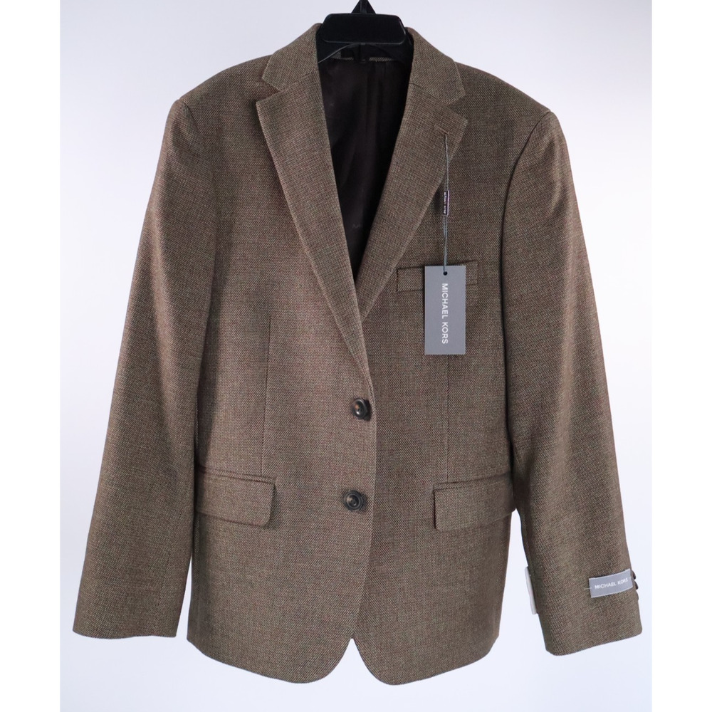 Michael Kors Bkorba Youth Size 12 Brown Regulart Fit Suit Jacket $175 NWT